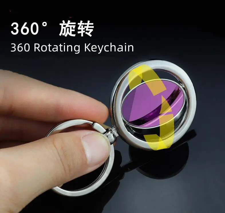 Custom Logo Design Heavy Duty Retractable 360 Rotating Keychain Floating Keyring with Letterpress Printing Metal Material