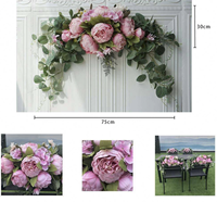 Décoration murale en soie faite à la main pour Saint-Valentin : fleur artificielle, arche, pendentif pour moulure de porte, miroir ou table d'entrée