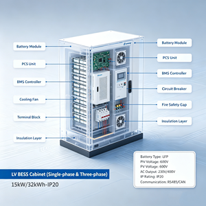ตู้เก็บพลังงานแสงอาทิตย์แบบออลอินวัน PCS BMS RS485/WiFi 15kW 32kWh สำหรับการจัดเก็บพลังงานแสงอาทิตย์เชิงพาณิชย์และระบบสำรองไฟ - Product Image 1
