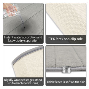 Urinoir antidérapant noir Logo personnalisé fleur moderne carré absorbant l'eau tapis de sol doux pour salles de bains - Product Image 3