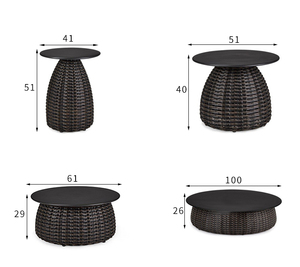 Bộ Đan Lát Đan Ngoài Trời Phong Cách Morden Mây Bàn Cà Phê Ban Công Du Thuyền Portico - Product Image 6