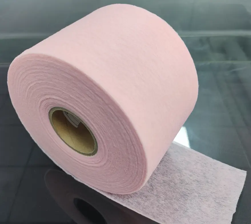 Hot Selling Wholesale Hoge Kwaliteit 25gsm 100% Pe/Pet Roze Hydrofiele Adl Van Luier Ademend Airthrough Niet-Geweven Stof Roll