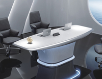 Mfc-Table de réunion de luxe blanche, nouveau système de gestion des câbles, prise d'alimentation ovale, pour bureau intelligent, Table de conférence
