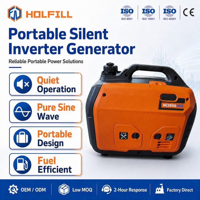 Holfill SE3500 3KW Portable Gasoline Generator 230V/220V 50HZ Single Phase 4-Stroke 3600rpm AC & DC Output for Outdoor Use