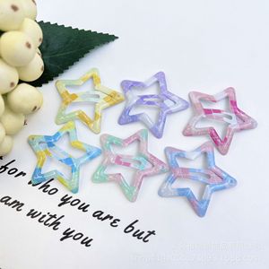Pince à <span class=keywords><strong>cheveux</strong></span> étoile à cinq branches en métal couleur bonbon effet goutte d'huile pour enfants, style japonais et coréen, pince BB mignonne stimulant la dopamine pour les mèches rebelles - Product Image 4