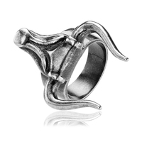 Bague de tête de taureau du zodiaque en acier inoxydable Offre Spéciale, bijoux Vintage pour hommes, anneau de doigt à longue corne de taureau