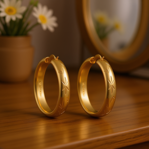 Pendientes de Aro Silvermoon, Chapados en Oro, Aleación de Zinc, Diseño de Plantas, Estilo Clásico, Joyería de Moda Unisex - Product Image 2