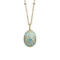 Nouveau Collier Pendentif Luxe Ouvrable en Forme d'Œuf Zircon Cuivre Plaqué Or 18K Bijou Unique Tendance Classique Créé en Laboratoire Pâques