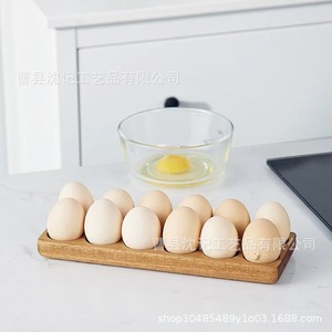 Wooden Egg Tray 12 Compartment Fresh Keeping Storage <b>Kitchen</b> Countertop Organizer - Product Image 4