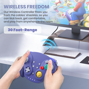 Wireless BT Gamecube Controlador para Switch Online/<span class=keywords><strong>PC</strong></span>/6-Axis Gyro Movimento Ajustável Vibração NGC Estilo Pro NFC <span class=keywords><strong>Controller</strong></span> - Product Image 6