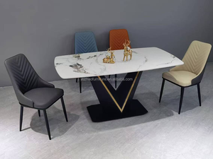 Factory Nordic Design moderno in acciaio inox tavoli e sedie Set rettangolo marmo piano piano tavolo da pranzo casa Furniture1 + 6 - Product Image 2