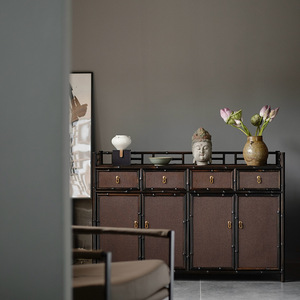 Purple Bamboo Tea Cabinet Four Section <b>Storage</b> <b>Sideboard</b> For Living Room And Dining Space - Product Image 1