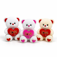Ours en peluche assis de 25 cm et 30 cm avec cœur LOVE doré, oreilles et patins brillants, animal en peluche doux, cadeau de Saint-Valentin pour filles