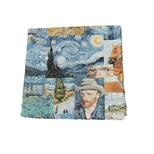 Kain seri Van Gogh grosir kain pakaian permadani kustom untuk jaket permadani