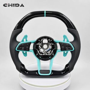 Volante Decorativo Personalizzato Nero Lucido Blu per <span class=keywords><strong>Audi</strong></span> R8 TT Mk2/Mk3 B8 RS TTS TTRS RS3-7 A3-A8 Q3-Q7 - Product Image 1