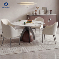 Table de style moderne pour hôtel, café, boutique, restaurant, meubles design, cuisine ronde de luxe avec base en acier inoxydable, ensemble de tables de salle à manger