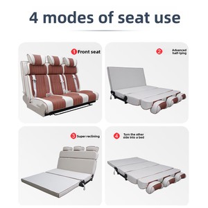Siège pliant à trois positions pour camping-car V80 V90, longueur 1,86 mètre, dossier <span class=keywords><strong>pliable</strong></span>, cuir PVC imperméable - Product Image 6