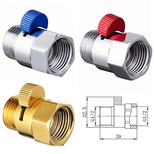 Robinet d'arrêt pour pommeau de douche, raccord G1/2 en laiton pour tube de douche, adaptateur de robinet d'arrêt, accessoire de salle de bain - Product Image 2