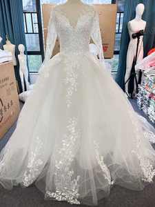 Precio de fábrica 2025 nuevo vestido de novia africano de manga larga de encaje Vintage con cuello en V bordado nupcial - Product Image 4