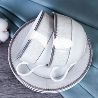 Service à thé de luxe moderne en porcelaine 220cc, 12 pièces, tasses et soucoupes avec design