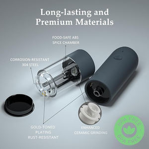 Ensemble <span class=keywords><strong>de</strong></span> moulin à <span class=keywords><strong>sel</strong></span> et poivre électrique rechargeable par USB Grossier automatique réglable avec lumière LED Moulin à poivre rechargeable - Product Image 3