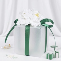 Boîte à souvenirs en plastique personnalisable avec noms et date, pour chocolats, mariages, fêtes, avec fleurs blanches