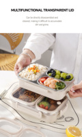 Aohea Boîte à lunch en acier inoxydable à 2 compartiments, étanche, avec couvercle, boîte à bento pour enfants, école, micro-ondes, durable