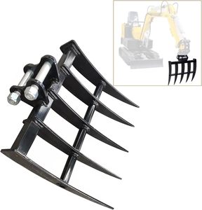 RSBM Mini Excavator Rake <strong>Attachments</strong> Tool Hydraulic Tilt <strong>Backhoe</strong> Excavator <strong>Attachment</strong> For Mini Excavator Deep Tilling Land - Product Image 2