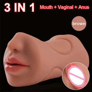 Giocattoli Sessuali 3 in 1 per Uomini Masturbatore Maschile Realistico con Vagina e Bocca Tascabili - Product Image 4