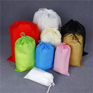 Однотонная сумка на шнурке, оптовая продажа, переработанная теплопередача, индивидуальный логотип, модный дизайн, ламинированная Нетканая сумка для покупок