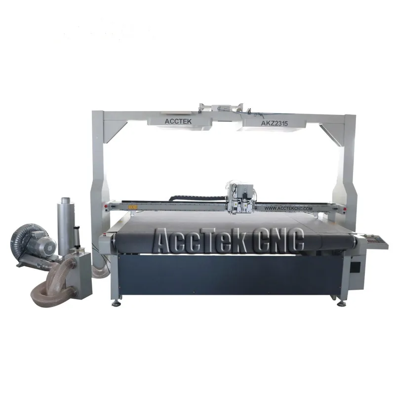 Multi head tools cnc oscillating knife cutting machine with auto feed table CCD camera multi-knife oscillatory cutting machine
