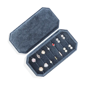 กล่องใส่เครื่องประดับกำมะหยี่หรูหราพร้อมโลโก้สั่งทำพิเศษ ถาดโชว์แหวนหลายวง กล่องเก็บเครื่องประดับ - Product Image 5