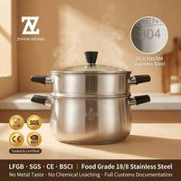 Panci Kukus Stainless Steel 304 Berkelanjutan dengan Lapisan Premium, Panci Sup Multifungsi untuk Diet Seimbang