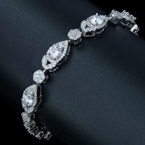 Pulsera de tenis de plata de ley S925 con moissanita VVS, diseño de lágrima en forma de pera, chapada en oro blanco de 18K, regalo para fiesta - Product Image 2