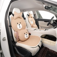 Coussin de siège de voiture rafraîchissant universel, tapis doux en imitation lin, motif mignon chiot, chaton, ours, accessoires intérieurs d'été pour berline