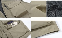 Veste à manches en gros doublure en maille respirante été pêche voyage photo travail extérieur Safari poches multiples gilet de pêche pour hommes