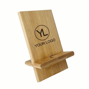 Soporte para Teléfono Móvil de Bambú Desmontable con Logotipo Personalizado, Ecológico y Promocional, con Orificio de Carga - Product Image 1