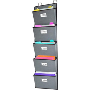 Cửa gắn tập tin lưu trữ box với 5 túi lớn và treo tường lưu trữ thư mục Clip - Product Image 1