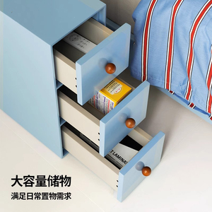 Mesita de noche ultra estrecha con 3 cajones, gabinete de almacenamiento azul para dormitorio, uso infantil - Product Image 2