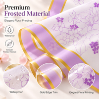 Papier d'emballage pour bouquet floral, écologique, coloré, bord doré, imperméable, pour emballer des fleurs