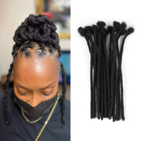 Dreadlocks in Capelli Umani 0.4/0.6/0.8 cm Nero Naturale, Estensioni Dreadlocks 100% Capelli Umani Fatte a Mano