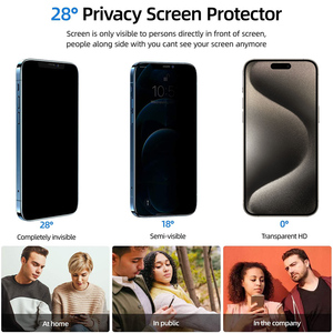 ฟิล์มกันรอยแบบป้องกันการมองเห็น 9H 2.5D สำหรับ iPhone 15 16  กระจกนิรภัยแบบกันสายลับ พร้อมกรอบช่วยติดตั้งง่าย ไม่มีฟองอากาศ - Product Image 2