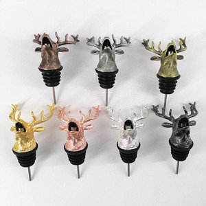 Tapón de Botella de Vino Navideño de Acero Inoxidable con Forma de Animal 3D, Cabeza de Ciervo, Vertedor de Vino al Vacío, Aireador, Boca de Vino de Metal con Forma de Alce - Product Image 2