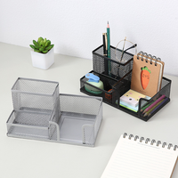 Organisateur de bureau moderne en métal noir à mailles carrées, 3 compartiments, imprimé UV, porte-stylo, support de calendrier, 9x10cm, accessoires de bureau
