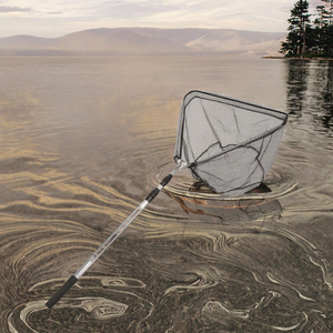 Selco mer pêche à la mouche filet à main flottant en caoutchouc enduit poisson atterrissage pliable conception télescopique - Product Image 2