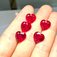 Cadermay Wunderschöner Herzförmiger Labor-Gezüchteter Diamant Roter Rubin 4*4mm~15*15mm Mit Naturgetreuen Einschlüssen für Schmuckherstellung