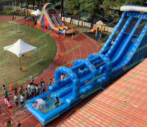 27ft коммерческий <span class=keywords><strong>2</strong></span> lane надувные водные горки подтоварной воды раздувное скольжение воды Скольжения n бассейн надувной дом - Product Image 2