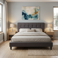 Cadre de lit en métal industriel California King avec sommier à lattes robuste pour grande villa, chambre principale, mobilier de maison