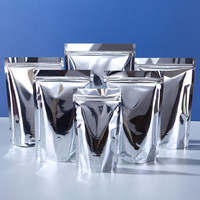 Staande glanzende aluminiumfolie zakjes, hersluitbaar, voor snacks, koffiebonen, specerijen, ontbijtgranen, suiker, koekjes, gedroogd fruit, cadeauverpakkingen
