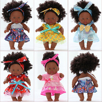 Poupée Reborn Africaine Noire Mignonne de Dessin Animé en Silicone et Plastique, 20 cm, Mini Figurine Douce pour Filles, Vente en Gros, Personnalisation Acceptée